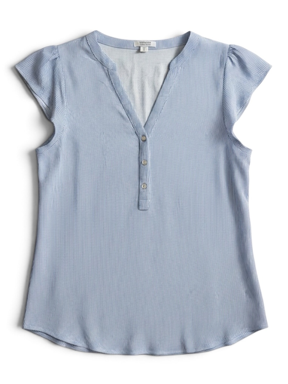 Venus Lascana Blue & White Striped V-Neck Flutter Sleeve Blouse Size M